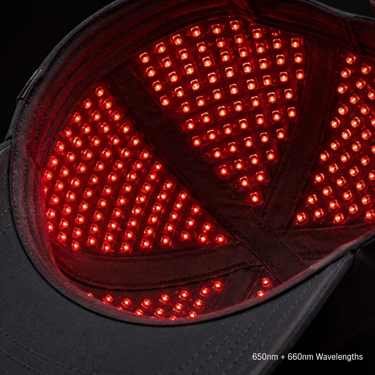 Close-up of medical-grade LEDs at 650nm + 660nm