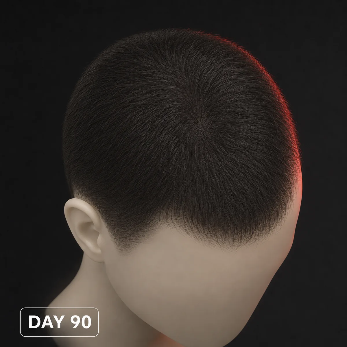 Illustration of denser, fuller hair coverage at Day 90